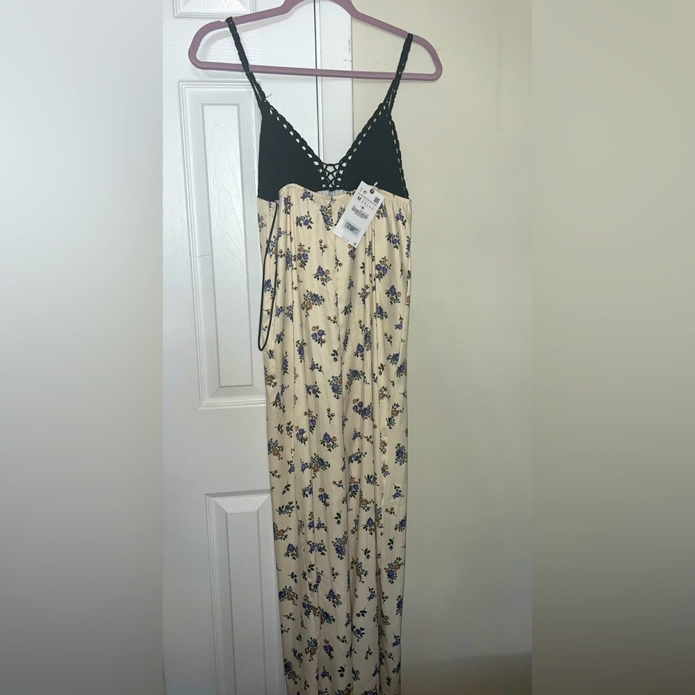 Zara silk floral maxi dress medium